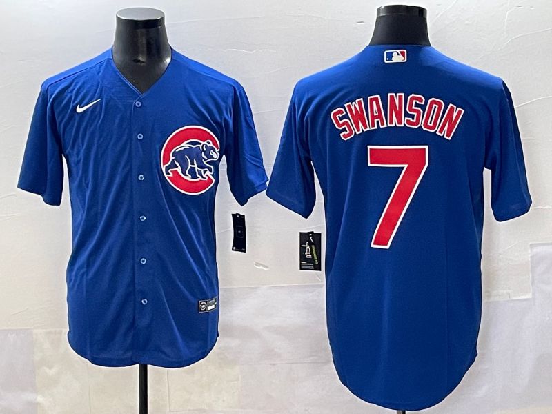 Men 2025 Chicago Cubs #7 Swanson Blue Game Nike MLB Jersey style 7